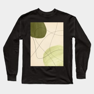 Abstract green and beige shapes Long Sleeve T-Shirt